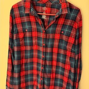 St. John's Bay Red and Blue Plaid Shirt